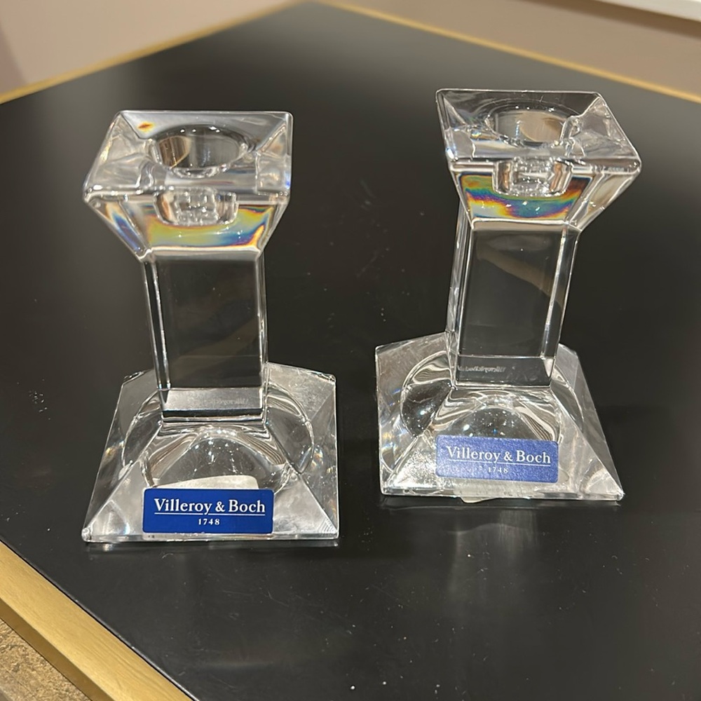 Villeroy & Boch Pisa Crystal Candle Sticks (NWT)
